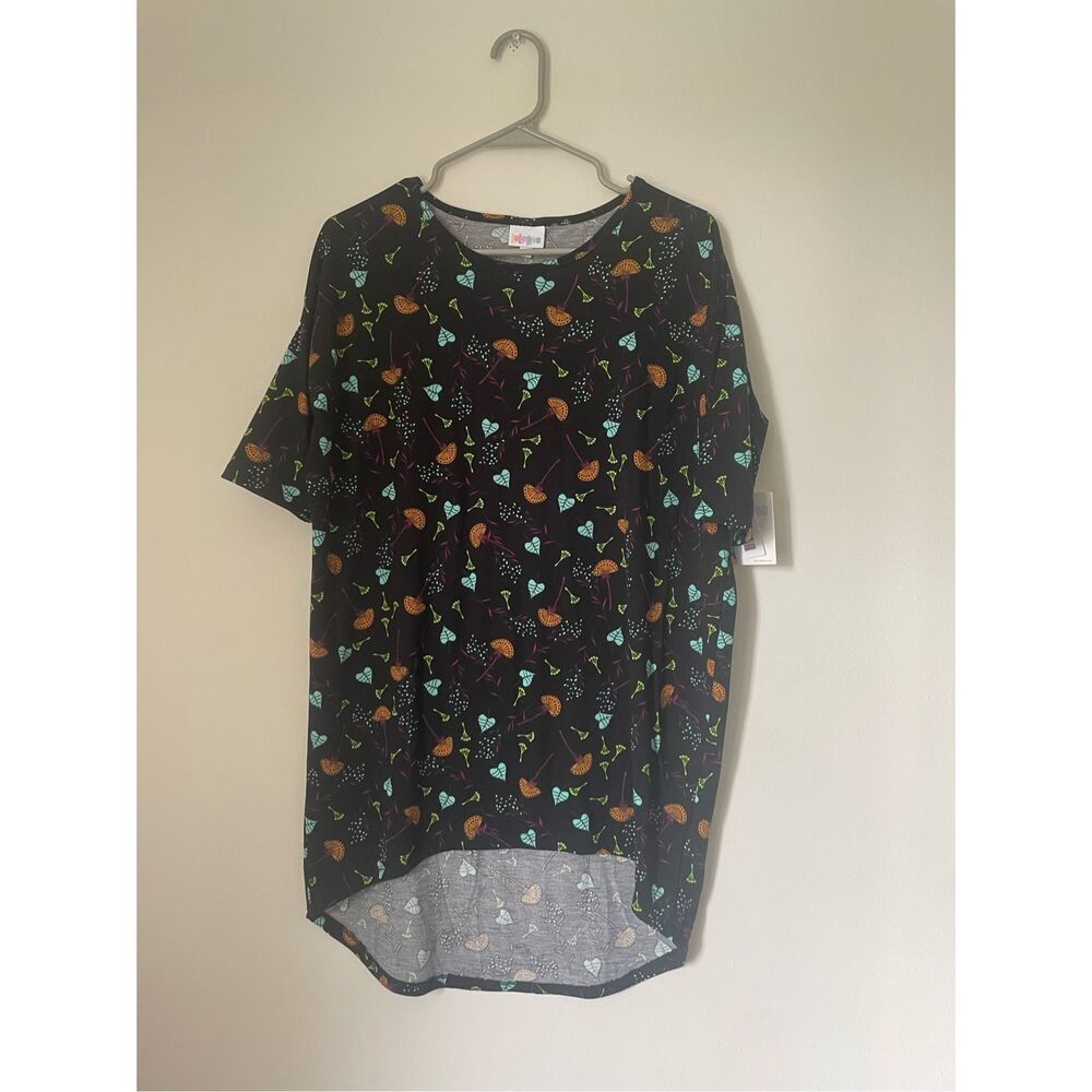 Lularoe Irma size XXS Flowers and Dandelions black Top NEW